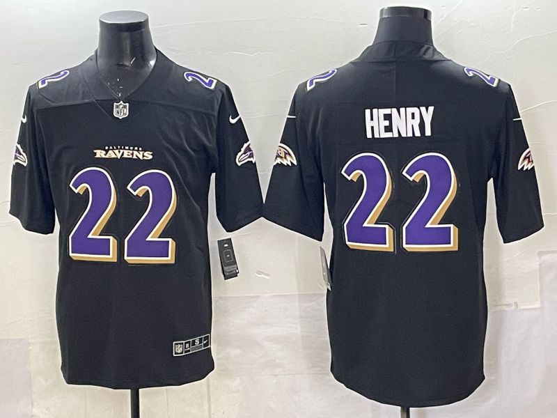 Men 2025 Nike Baltimore Ravens #22 Henry Black Limited NFL Jersey style 011